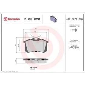 BREMBO Sada brzdových platničiek  P85 020