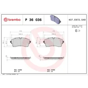 BREMBO Sada brzdových platničiek  P36 036