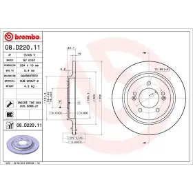 BREMBO Brzdový kotúč plny Ø284mm  08.D220.11