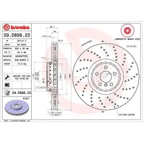 BREMBO Brzdový kotúč dierovane/vnutorne chladene Ø395mm  09.D898.23