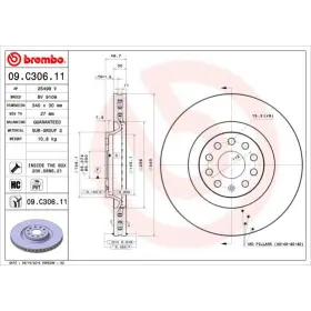 BREMBO Brzdový kotúč vetraný Ø340mm  09.C306.11